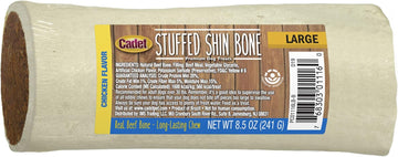 Cadet Stuffed Shin Bone - Highly Digestible, High Protein, Long-Lasting Dog Chew Bone For Aggressive Chewers, Supports Dental Health, - Chicken Flavor, Large (1 Count)