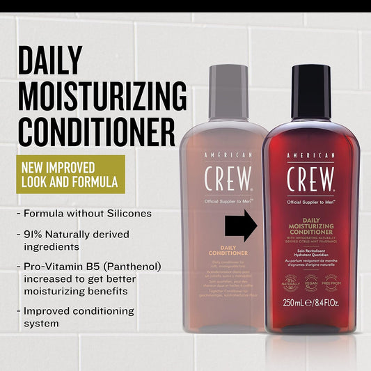 American Crew Conditioner For Men, Daily Moisturizer, Naturally Derived, Vegan Formula, Citrus Mint Fragrance, 33.8 Fl Oz