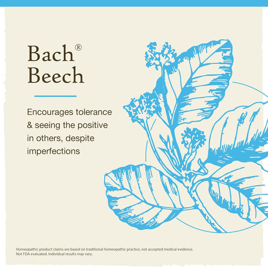 Bach Original Flower Remedies, Beech for Tolerance (Non-Alcohol Formula), Natural Homeopathic Flower Essence, Holistic Wellness and Stress Relief, Vegan, 10mL Dropper