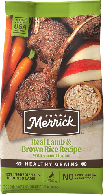 Merrick Healthy Grains Premium Adult Dry Dog Food, Wholesome And Natural Kibble With Lamb And Brown Rice - 25.0 Lb. Bag