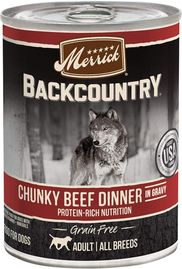 Merrick Backcountry Grain Free Premium Canned Wet Dog Food, Soft And Healthy Recipe, Chunky Beef Dinner - (Pack Of 12) 12.7 Oz. Cans