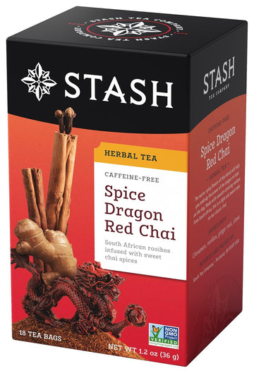 Stash Tea Spice Dragon Red Chai Herbal Tea, Caffeine Free, 18 Bags (Pack Of 6)