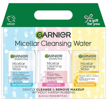 Garnier SkinActive Micellar Water, Facial Cleanser and Makeup Remover Mini's 3 Pack, 1 Skin Care Gift Set