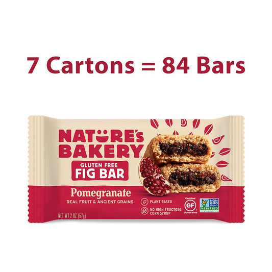 Nature’S Bakery Gluten Free Fig Bars, Pomegranate, Real Fruit, Vegan, Non-Gmo, Snack Bar, 7 Boxes With 12 Twin Packs (84 Twin Packs)