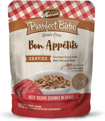 Merrick Purrfect Bistro Bon Appetits Grain Free Wet Cat Food Beef Recipe Chunks In Gravy - (24) 3 Oz. Pouches