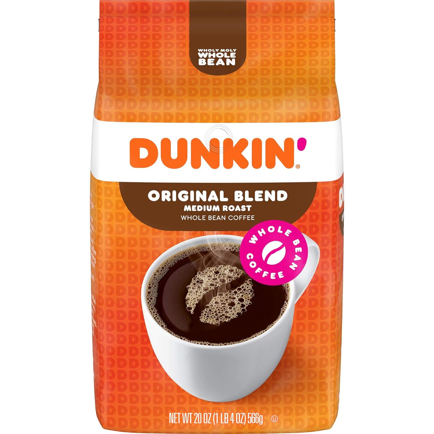 Dunkin' Original Blend Medium Roast Whole Bean Coffee, 20 Ounces