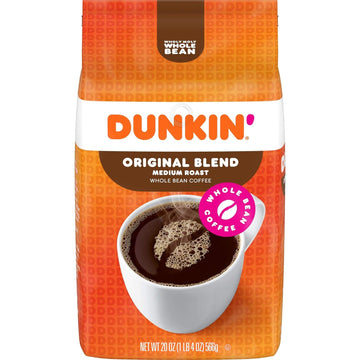 Dunkin' Original Blend Medium Roast Whole Bean Coffee, 20 Ounces