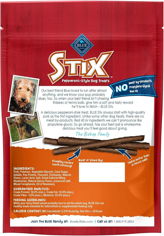 Blue Buffalo Stix Natural Soft-Moist Dog Treats, Bacon Recipe 5-Oz Bag (Pack Of 6)