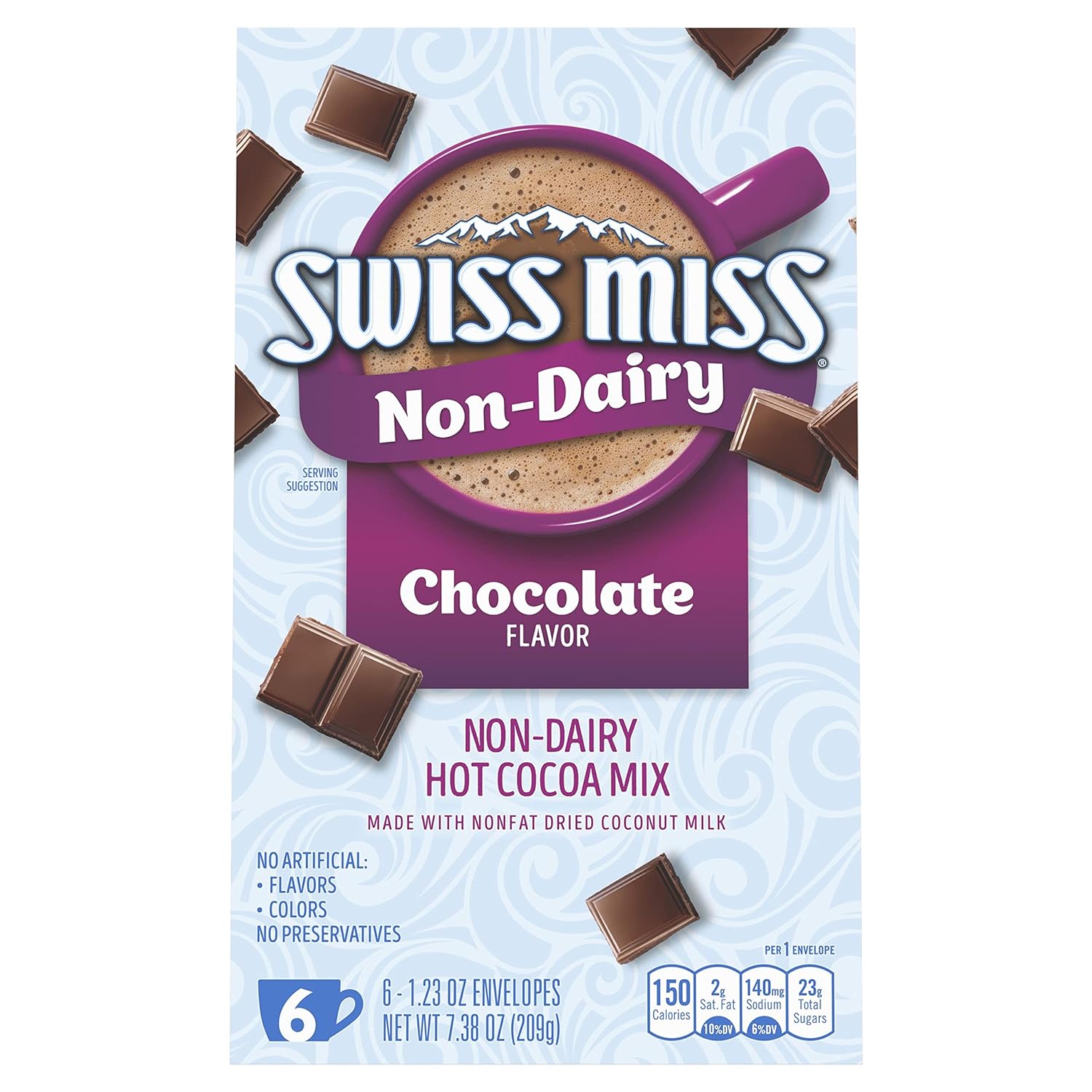 Swiss Miss Non-Dairy Chocolate Flavored Hot Cocoa Mix, 1.23 Oz 6 Ct