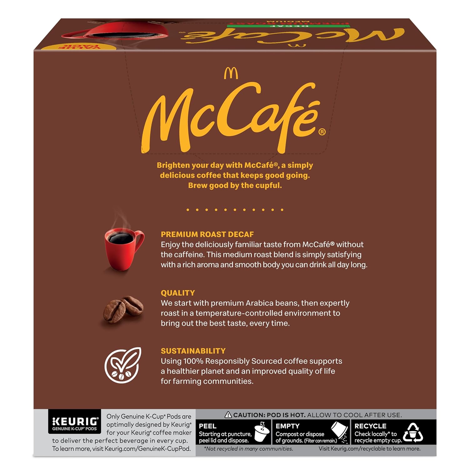 McCafe Keurig Single Serve K-Cup Pods, Premium Roast Decaf, 32 Count : Everything Else