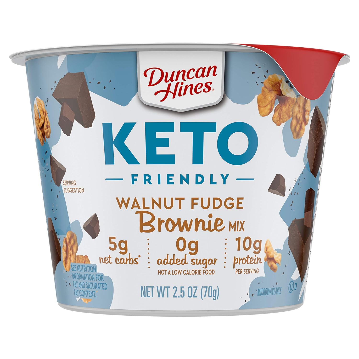 Duncan Hines Keto Friendly Dessert Cups Walnut Fudge Brownie Mix, 2.5 oz