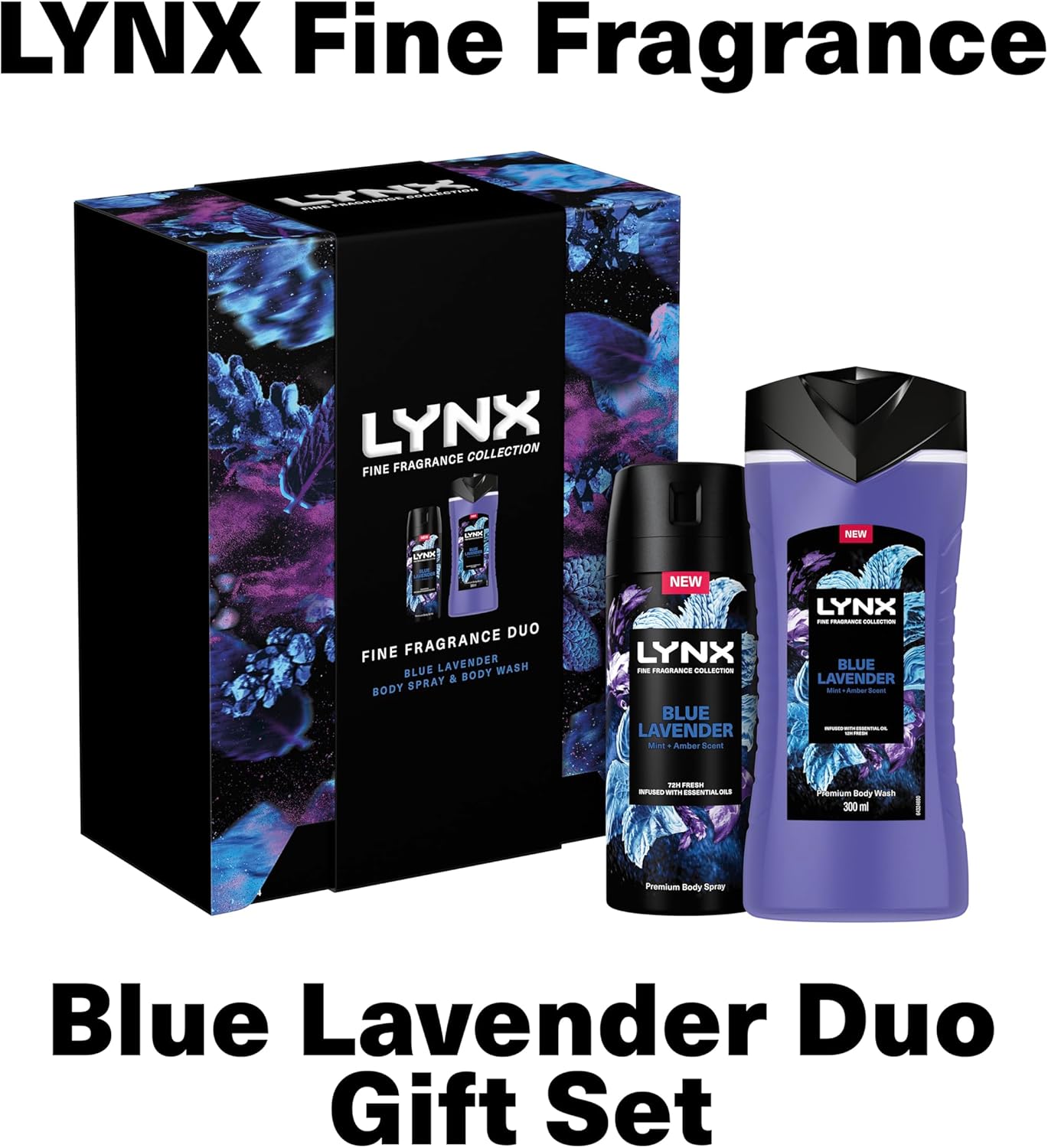LYNX Fine Fragrance Collection Blue Lavender Duo Deodorant Gift Set Body Wash & Body Spray perfect gifts for him 2 piece : Amazon.co.uk: Beauty