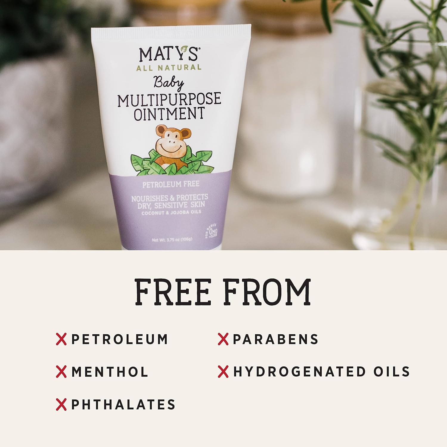 Matys Multipurpose Baby Ointment, All Over Gentle Skin Protection for Newborns & Up, Soothes Dry Irritated Skin, Diaper Rash, Cradle Cap, Drool Rash & More, Petroleum Free, 2 Pack, 3.75 oz each tube : Baby