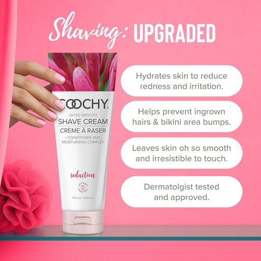 Coochy Intimate Shaving Cream | Shave Conditioner & Moisturizer For Face & Body | Ideal For Sensitive Skin Care, Anti-Bump | Seduction, 3.4 Oz
