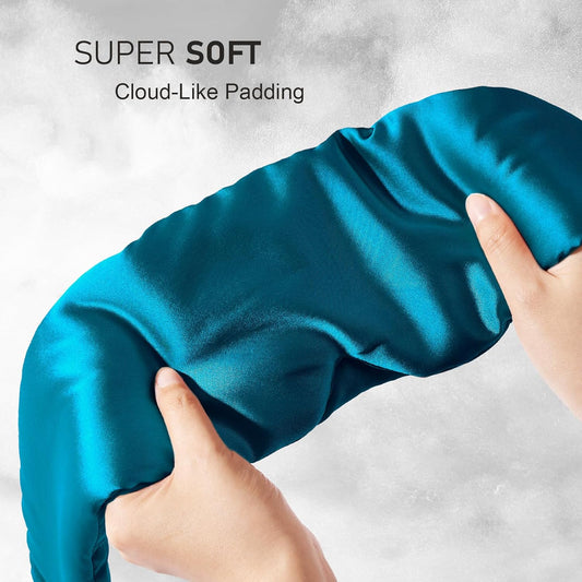 Litbear Silk Sleep Mask For Side Sleeper, Eye Mask Sleeping For Women Men 100% 22 Momme Pure Mulberry Silk, Face-Hugging Padded Eye Cover For Sleeping With Adjustable Band (Peacock Blue)