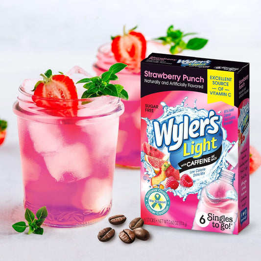 Wyler'S Light Singles To Go Caffeinated Drink Mix - Strawberry Punch Powder Sticks (12 Boxes With 6 Packets Each - 72 Total Servings)