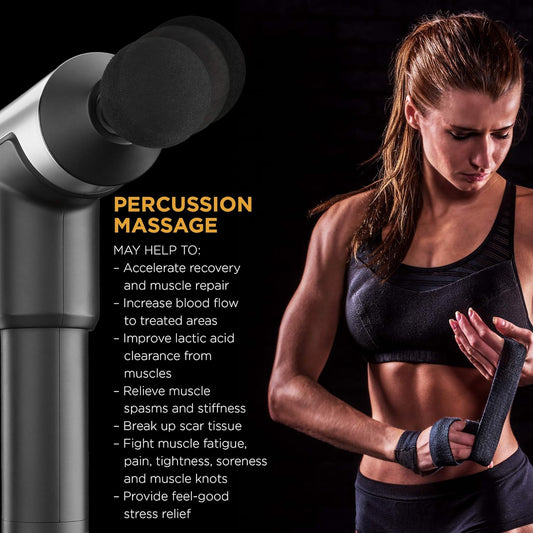 Conair PowerMaster Percussion Massage Gun - 3 Massage Heads + 4 Speeds