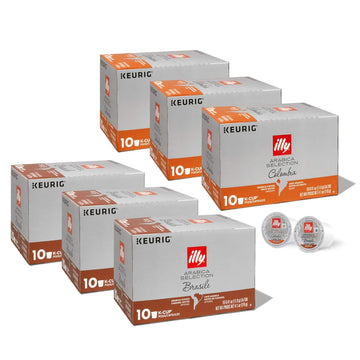 Illy Coffee K Cups - Coffee Pods For Keurig Coffee Maker – Variety Pack Of Brasile & Colombia – Distinctive, Flavorful & Full-Bodied Flavor Pods Of Coffee - No Preservatives – 60 Count, 6 Pack