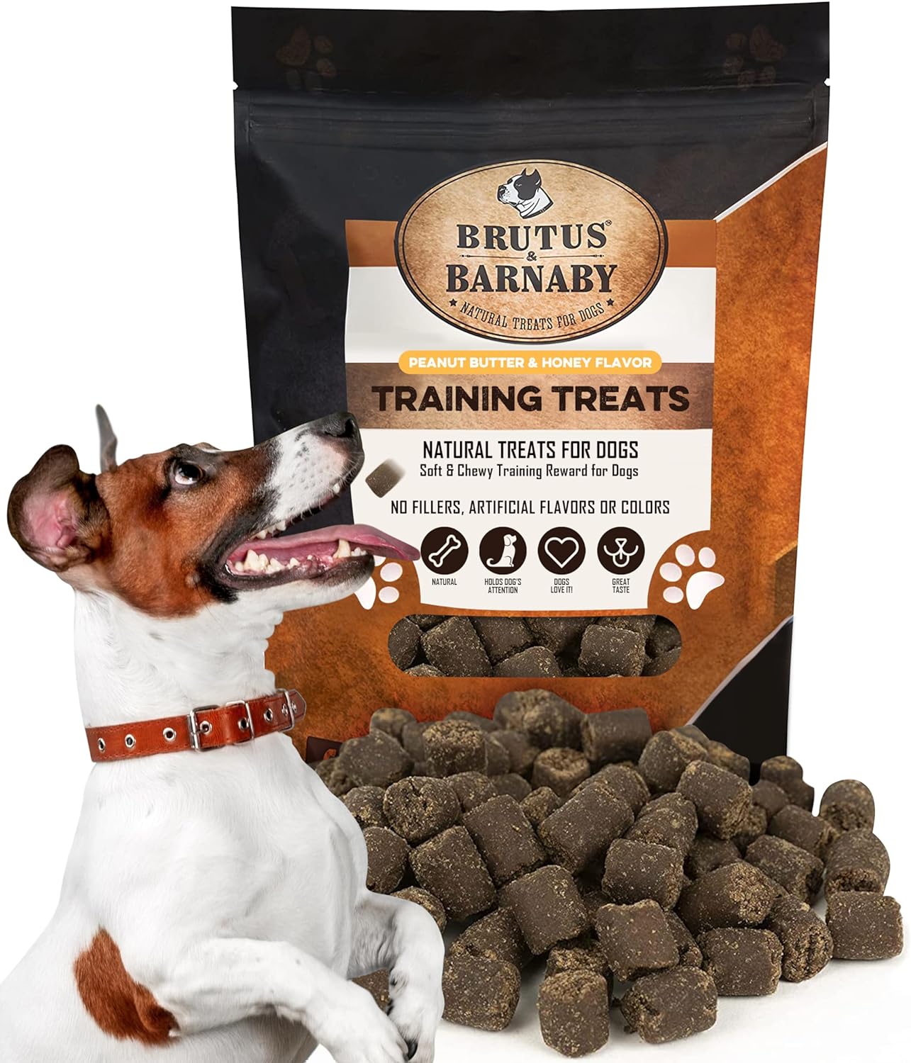 BRUTUS & BARNABY Training Treats for Dogs - Peanut Butter & Honey - All-Natural Healthy Low Calorie Vegetarian Treat - Great to Use for Rewards in Training Your Puppy Or Dog