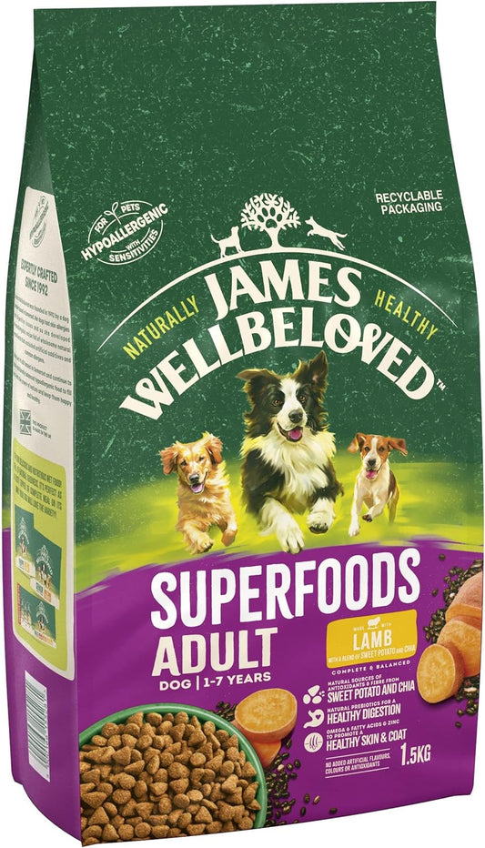 James Wellbeloved Superfoods Dry Adult Lamb with Sweet Potato & Chia, 1.5kg?425795