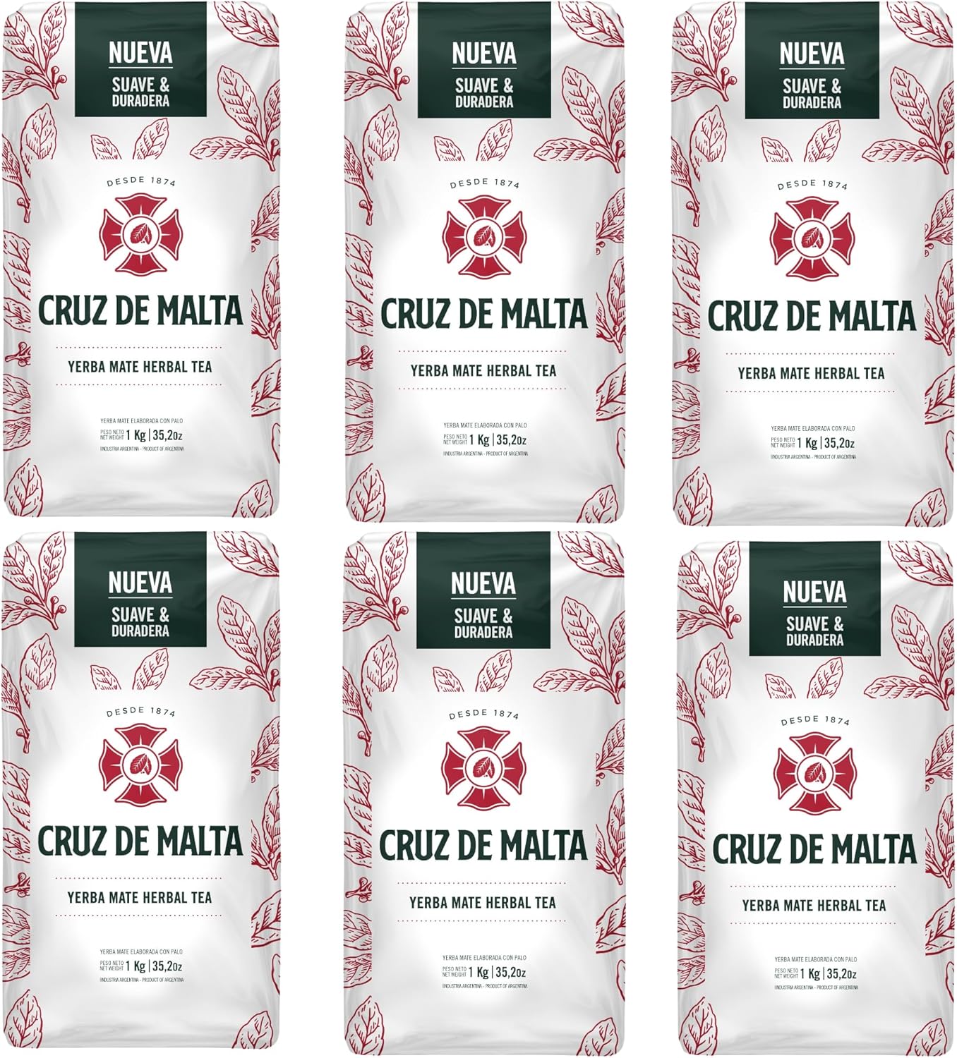 Yerba Mate Cruz De Malta 2.2Lb 1 Kilo - Pack Of 6