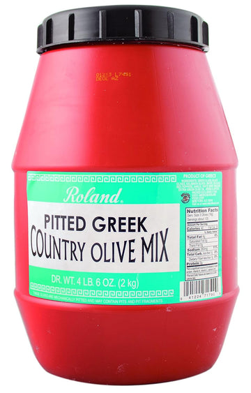 Roland Foods Pitted Greek Country Olive Mix, Specialty Imported Food, 4 Lb 6 Oz Jar