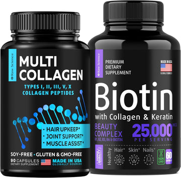 S Raw Science Vitamins For Hair, Skin, And Nail — Biotin & Collagen Drops 30000Mcg 2Oz And Multi Collagen Capsules 150Pcs