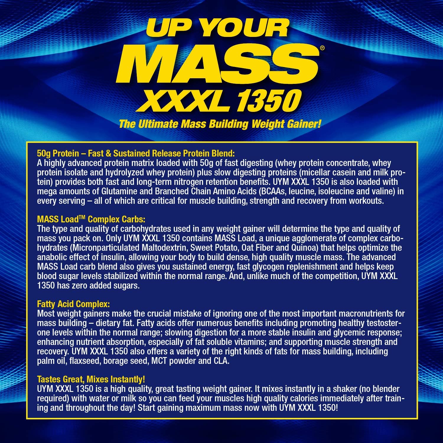 Maximum Human Performance Mhp Uym Xxxl 1350 Mass Building Weight Gainer, Muscle Mass Gains, W/50G Protein, High Calories, 11G Bcaas, Leucine, Cookies & Cream, 8 Servings, 6Lb : Health & Household