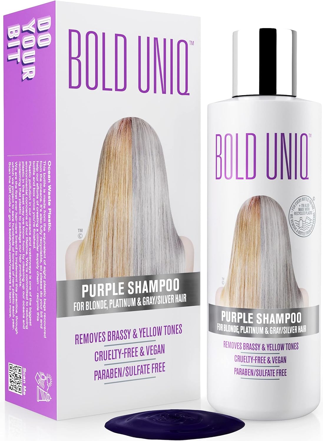 Bold Uniq Purple Sulfate-Free Vegan Shampoo For Blonde, Silver, And Gray Hair - 237 Ml