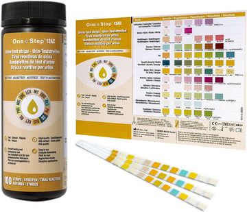 12 Parameter Urine Test Strips Creatinine, Microalbuim, Uti Infection, Ketone, Blood, Glucose Testing Sticks (200 Tests - 2 Tubs)