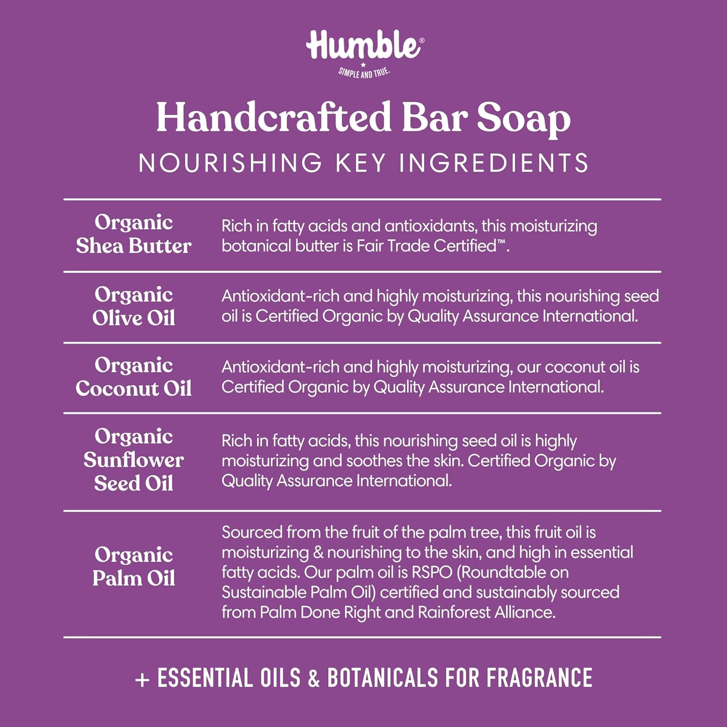 Humble Brands Handcrafted Bar Soap, Organic Cold Processed Soap Bars, Moisturizing Face & Body Cleanser - Lemongrass & Sage : Beauty & Personal Care