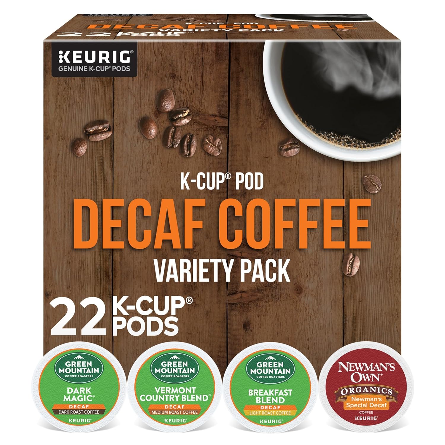 Keurig Green Mountain Coffee Roasters Decaf Coffee Variety Pack, Single-Serve K-Cup Pods, 22 Count