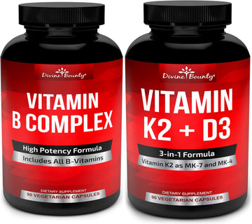 Divine Bounty Super B Complex Vitamins & Vitamin K2 With D3 Bundle