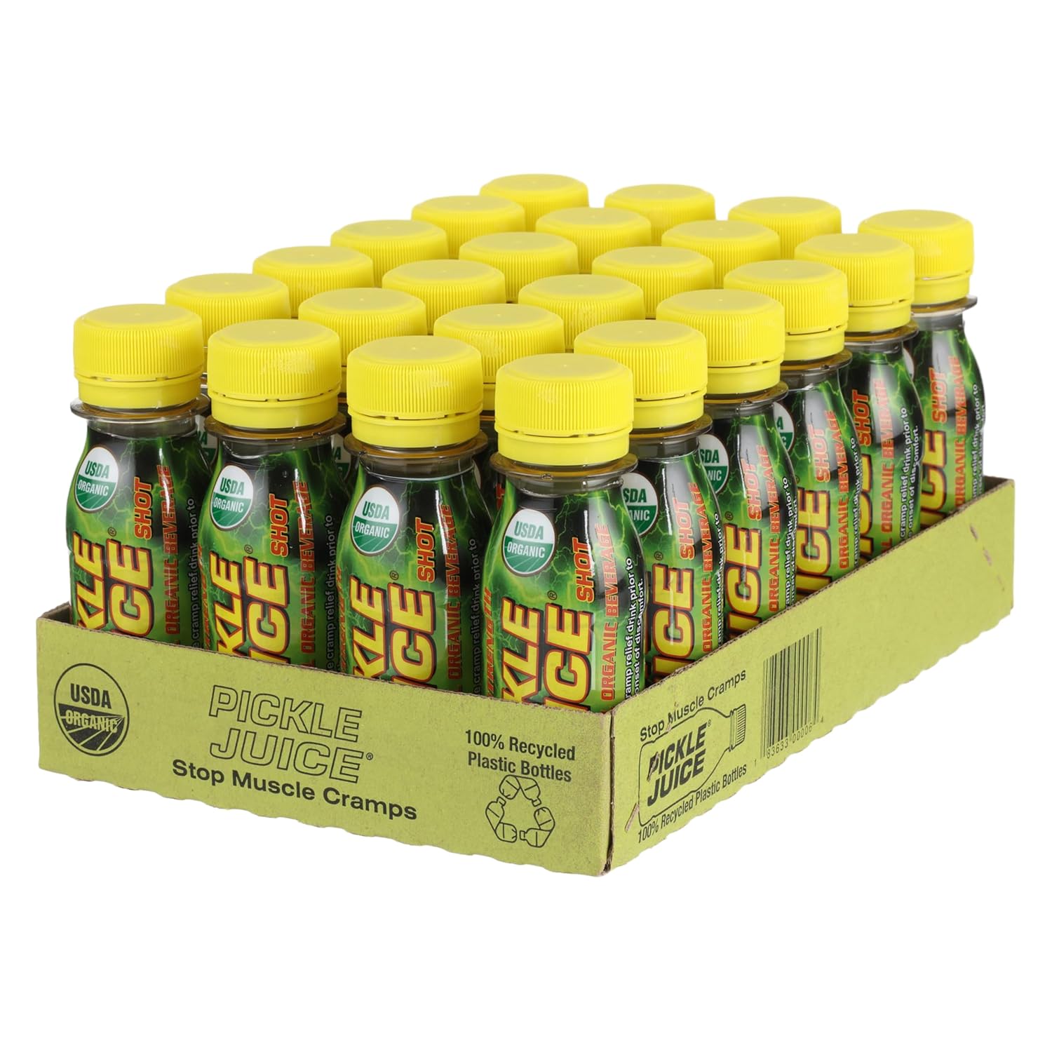 Pickle Juice Sports Drink Shots, Extra Strength - Relieves Cramps Immediately - Electrolyte Shots For Day & Night Time Cramp Relief For Leg Cramps - 2.5 Oz, 24 Pack