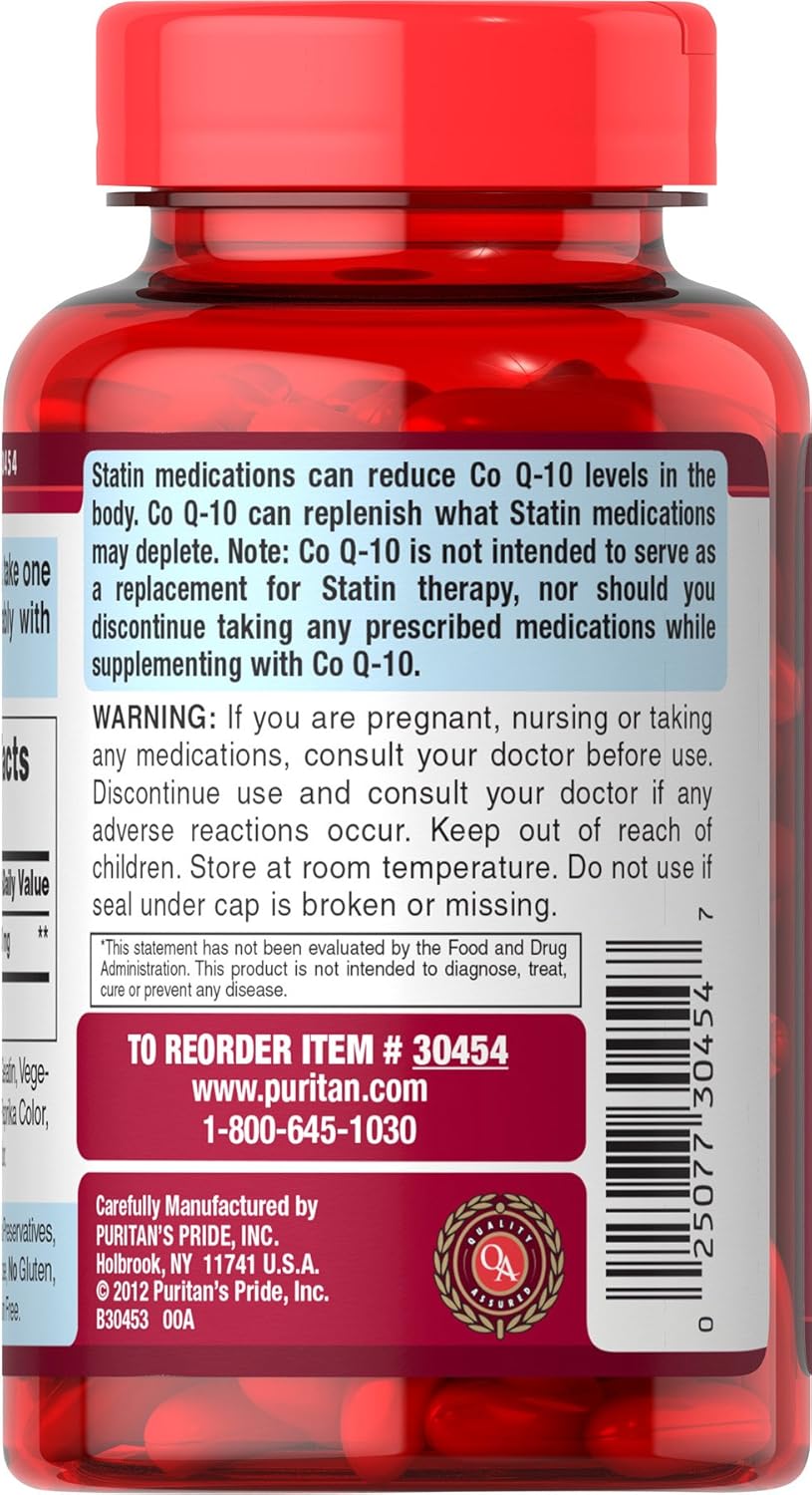 Puritan's Pride Q-Sorb CoQ10 600mg, Supports Heart Health,60 Rapid Release Softgels : Health & Household