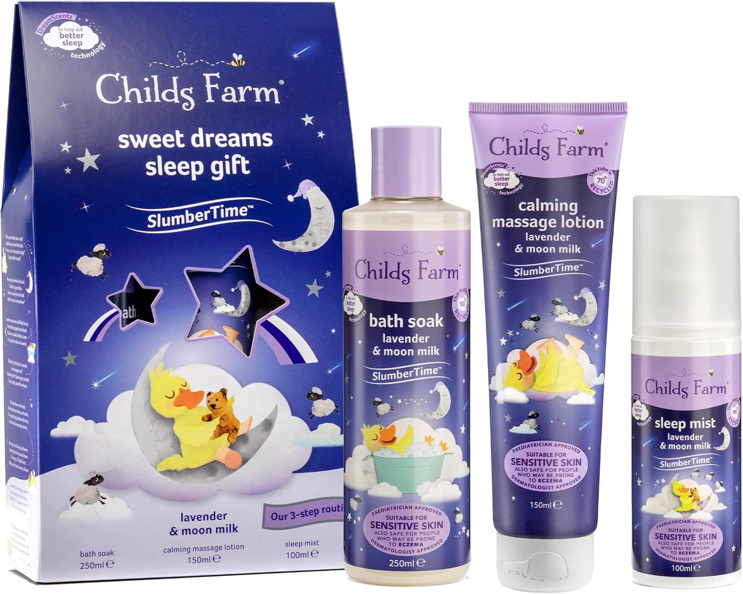 Childs Farm Slumber Time Sleep Gift Set, Sweet Dreams Lavender And Moonmilk, Suitable For Newborns With Dry, Sensitive And Eczema-Prone Skin
