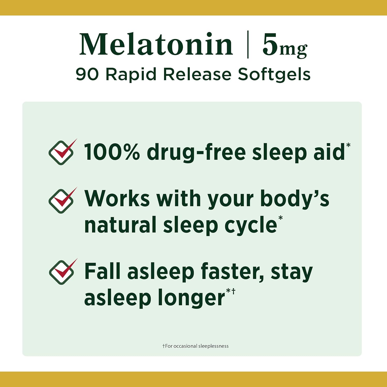Nature's Bounty Melatonin, 100% Drug Free Sleep Aid, Dietary Supplement, Promotes Relaxation and Sleep Health, 5mg, 90 Softgels : Health & Household