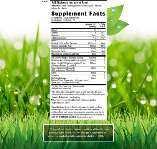 Irwin Naturals Vision Sharp Multi-Nutrient Eye Health With Lutein, Bilberry & Omega-3S - 42 Liquid Softgels