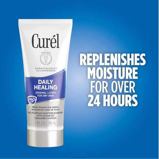 Curel Daily Healing Dry Skin Lotion, Hand And Body Moisturizer, 1 Fl Ounce Travel Size, Mini Size, 30-Pack, With Advanced Ceramide Complex, Helps To Repair Moisture Barrier