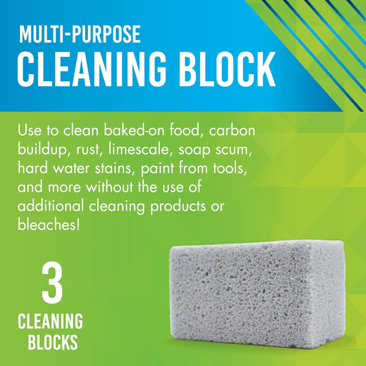 Earthstone Multi-Purpose Cleaning Block, For Kitchens, Bathrooms, Tools, And More, 3-Pack