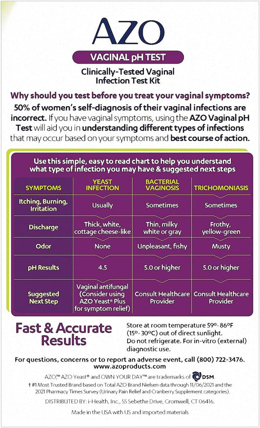 AZO Vaginal pH Test Kit, Clinically-Tested Vaginal Infection Test Kit, Fast & Accurate Results, from The #1 Most Trusted Brand, 2 Self-Tests