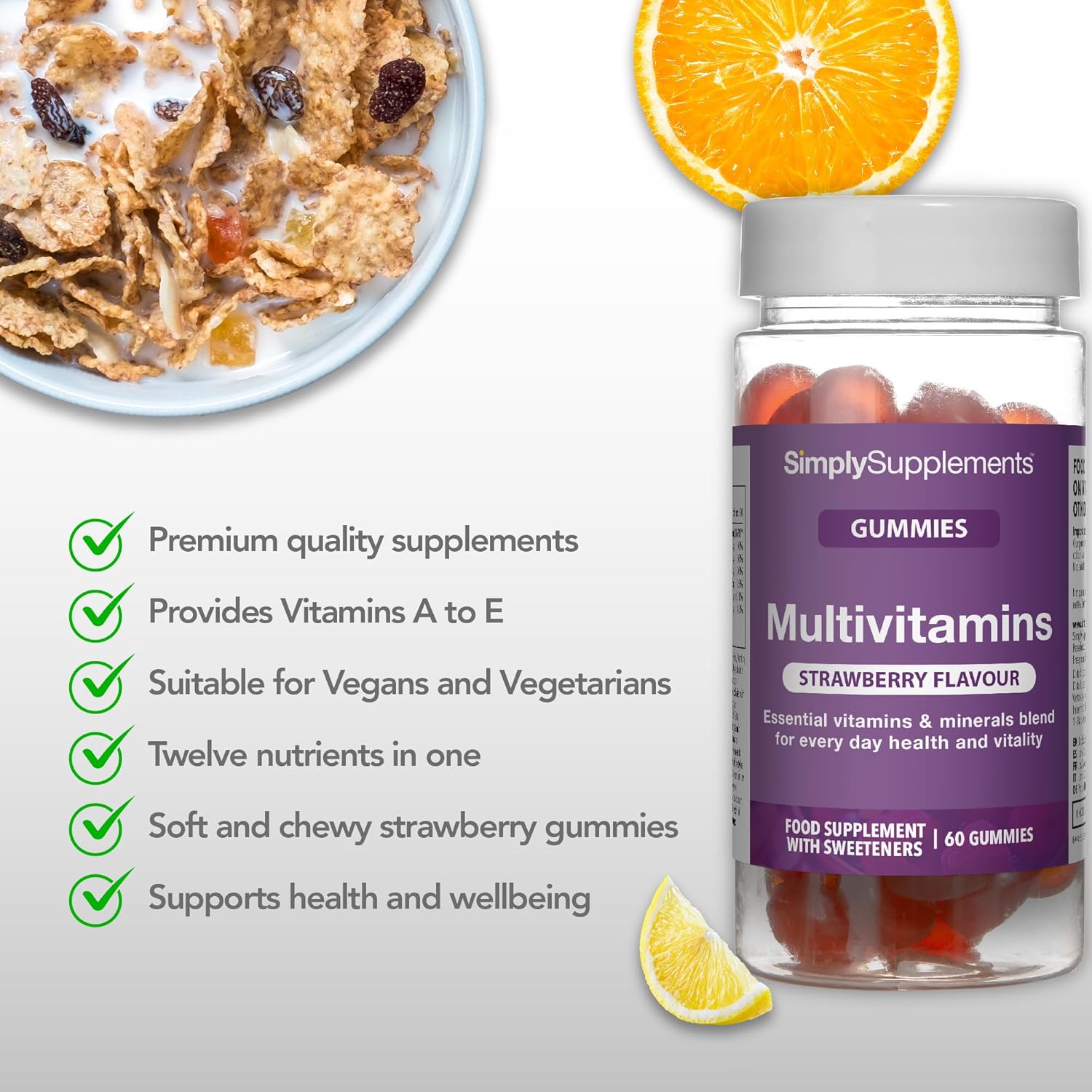 Multivitamin Gummies | Strawberry Flavour | Vitamin A, B, C, D & E Plus Minerals | 60 Gummies : Amazon.co.uk: Health & Personal Care