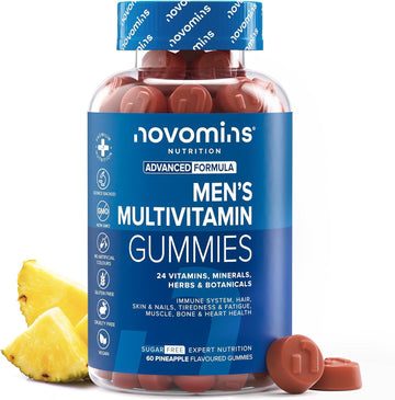 Mens Multivitamin Gummies - 24 Essential Multi Vitamins For Men - 1 Month Supply Mens Vitamins - Immune Support, Metabolism, Bone & Muscle Health - Multivitamin Gummies For Men – 60 Count - Novomins