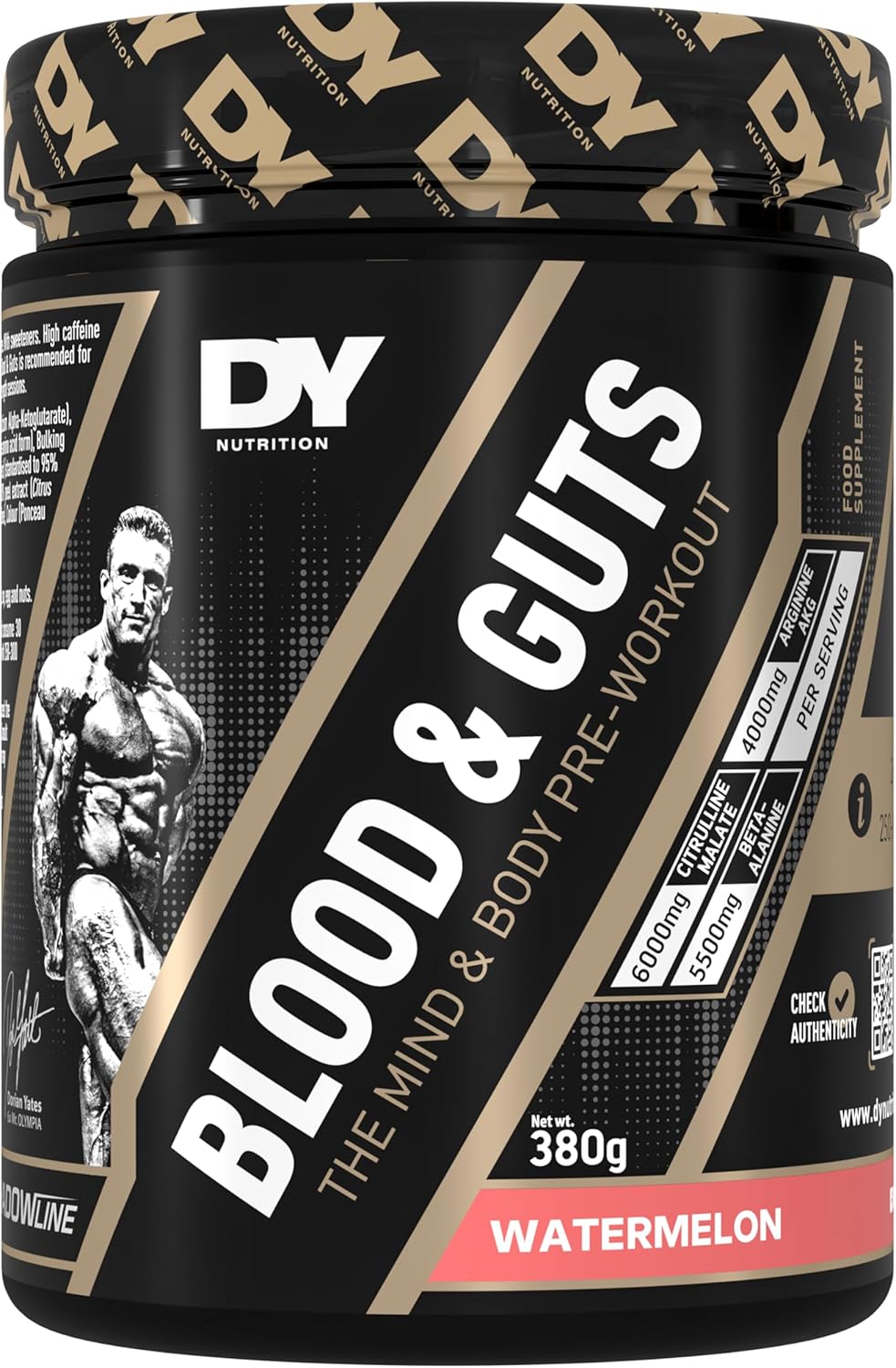 Dy Nutrition - Blood And Guts Pre Workout Powder, 398G (Cola) - High Strength Preworkout With 350Mg Caffeine, Citrulline Malate, Beta Alanine, Arginine Akg, L-Tyrosine, Vitamin B3 For Men & Women