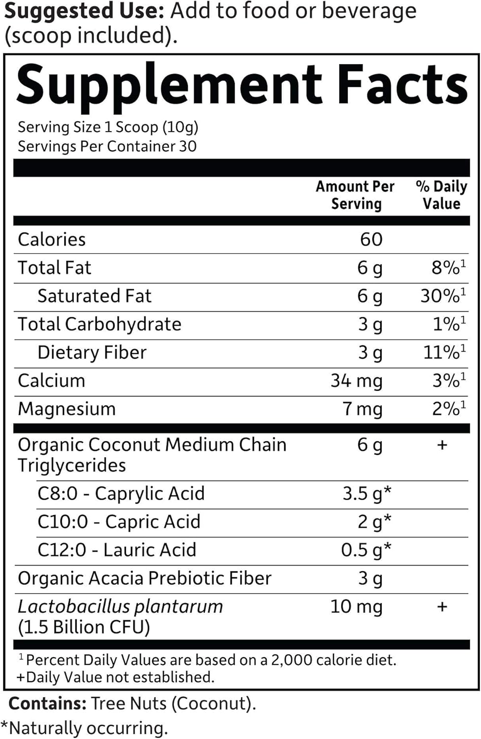 Garden of Life Dr. Formulated Keto Organic MCT Powder - 30 Servings, 6g MCTs from Coconuts Plus Prebiotic Fiber & Probiotics, Certified Organic, Non-GMO, Vegan, Gluten Free, Ketogenic & Paleo : Health & Household