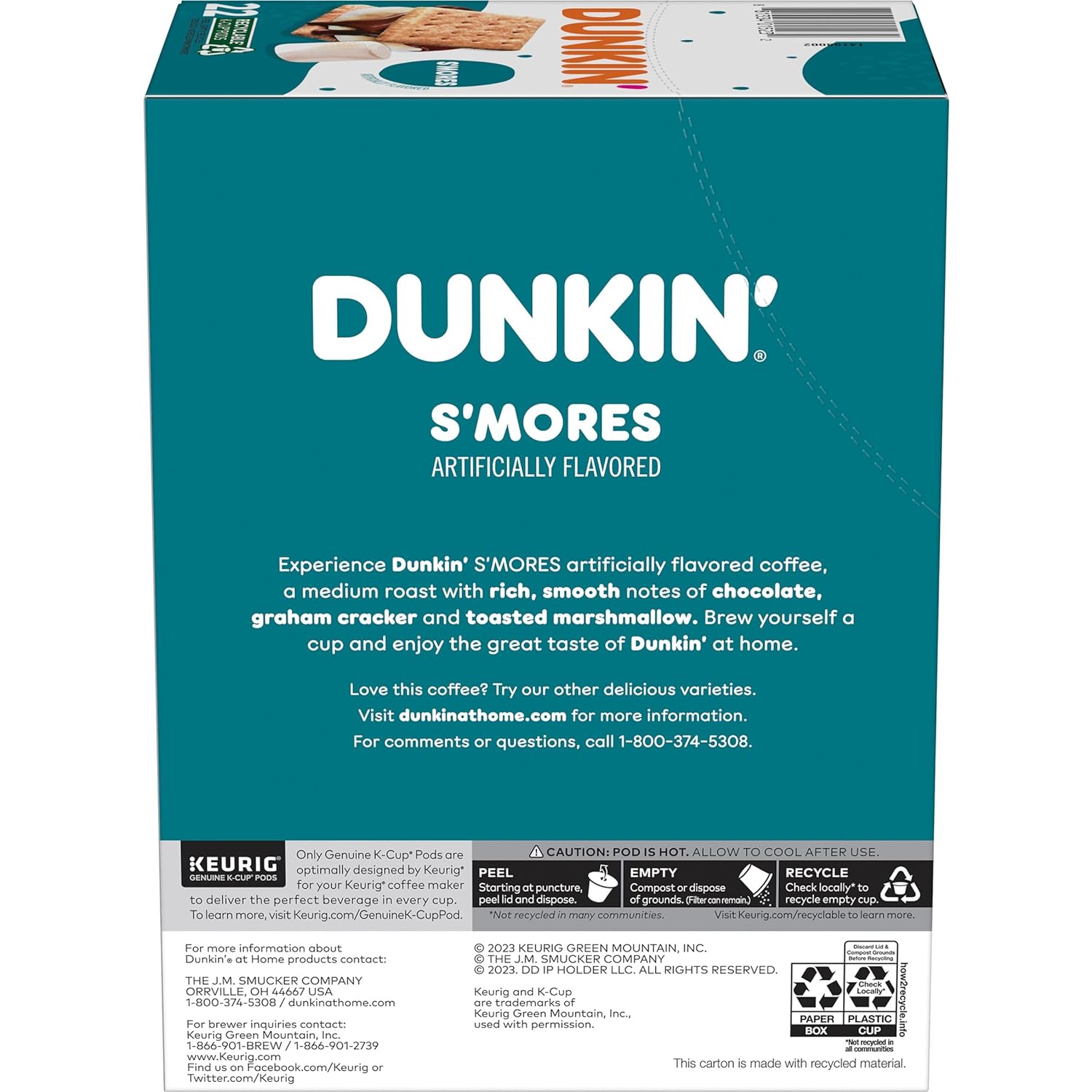 Dunkin’ S’mores Flavored Coffee, 88 Keurig K-Cup Pods : Grocery & Gourmet Food