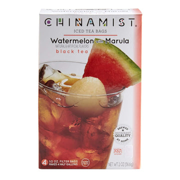China Mist Iced Tea – Watermelon With Marula Black Tea Infusion – Refreshing And Delicious – Each Tea Bag Yields 1/2 Gallon – 4 Bags