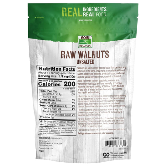 Now Foods, Walnuts, Raw And Unsalted, Halves And Pieces, Natural Source Of Protein And Essential Fatty Acids, Grown In The Usa, Certified Non-Gmo, 12-Ounce (Packaging May Vary)