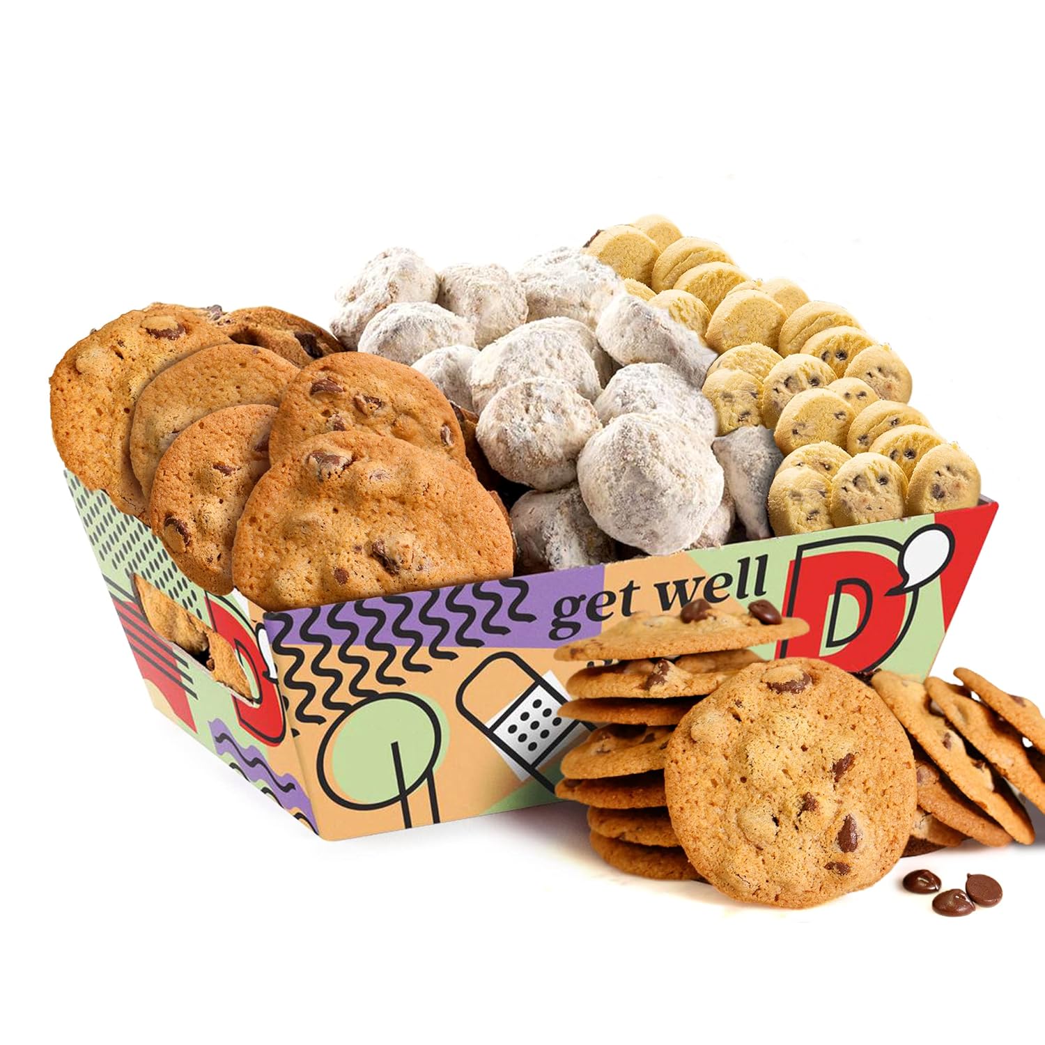 David’S Cookies Get Well Soon Cookie Gift Basket - Gourmet Thin Crispy, Butter Pecan Meltaways, And Choco Chip & Pure Butter Shortbread Cookies - Deliciously Flavored Cookie Shelf Stable Food Crate