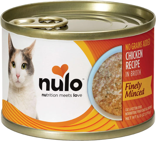 Nulo Grain-Free Finely Minced Wet Canned Cat & Kitten Food, Chicken In Broth, 6.0 Ounce, 8 Cans